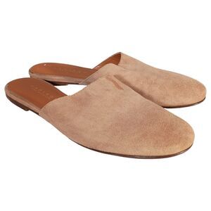 Madison Los Angeles Mule Shoe Flats Tan Suede Leather Womens 38.5/US 8.5